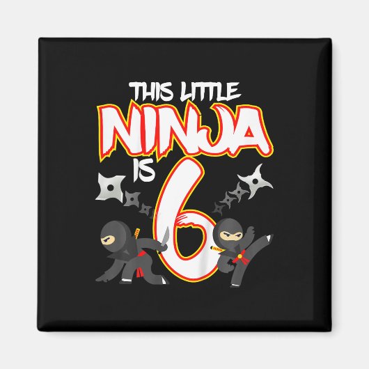 6歳の忍者の誕生日パーティー 武道 マグネット (正面)