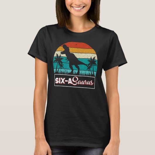 6歳の恐竜誕生日6thレックスディノシックスサール tシャツ (正面)