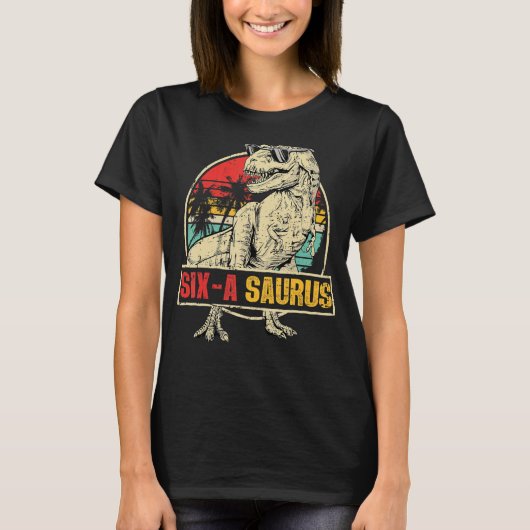 6歳の恐竜誕生日6thレックスディノシックスサール tシャツ (正面)