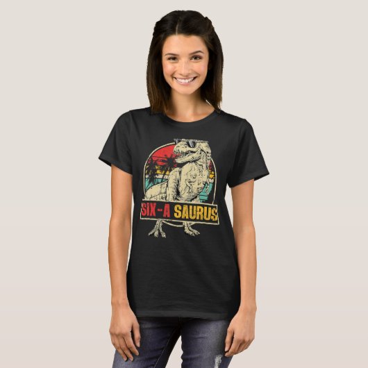 6歳の恐竜誕生日6thレックスディノシックスサール tシャツ (正面フル)