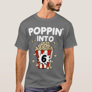 6歳の映画夜ポップコーン 6歳の誕生日おめでとう Tシャツ