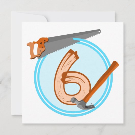 6歳の男の子ビルダーのツール誕生日デザイン 招待状 (正面)