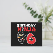 6歳の空手忍者パーティーキッズ6歳の誕生日 ポストカード (スタンド正面)