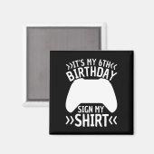 6歳の誕生日おめでとうサインTシャツ 6歳男子 マグネット (正面/裏面)