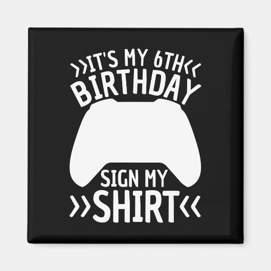 6歳の誕生日おめでとうサインTシャツ 6歳男子 マグネット (正面)