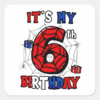 6歳の誕生日おめでとう かわいいスーパーヒーロー クモ ステッカー