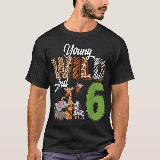 6歳の誕生日おめでとう!サファリ動物園 Tシャツ (正面)