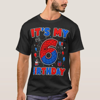6歳の誕生日おめでとう!スパイダーウェブテーマパーティー 6 Tシャツ