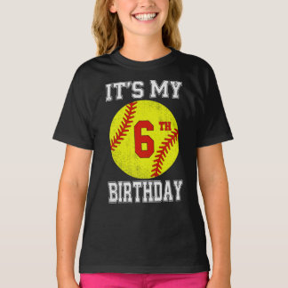 6歳の誕生日おめでとう ソフトボール ガールズ Tシャツ