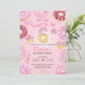 6歳の誕生日おめでとう！ドーナツの女の子の招待状 招待状 (スタンド正面)