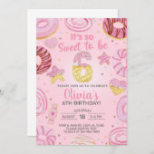 6歳の誕生日おめでとう！ドーナツの女の子の招待状 招待状 (正面/裏面)