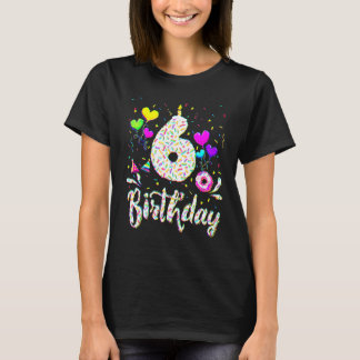6歳の誕生日おめでとう ドーナツ女子 バースデーパーティ Tシャツ