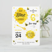 6歳の誕生日おめでとう　ハチの日　蜂蜜　黄色 招待状 (スタンド正面)