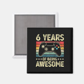 6歳の誕生日おめでとう!ビデオゲーム大好きキッズ マグネット (正面/裏面)