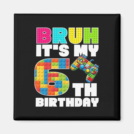 6歳の誕生日おめでとう ブロックで遊ぼう マグネット (正面)