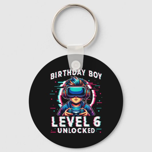 6歳の誕生日おめでとう!レベル6解除 ゲーマーの子供用F キーホルダー (正面)