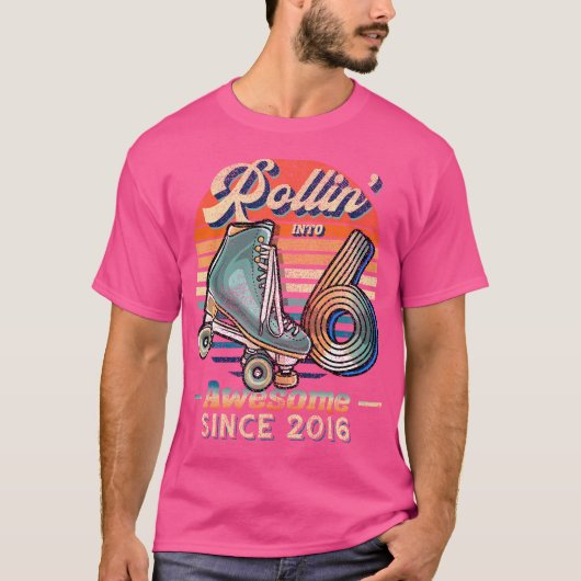 6歳の誕生日おめでとう ローラー スケート Tシャツ (正面)