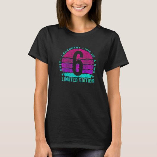 6歳の誕生日おめでとう ヴィンテージ 2016年 6歳の誕生日 Tシャツ (正面)