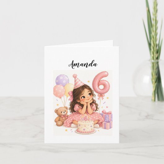 6歳の誕生日おめでとう 女の子 カード (正面)