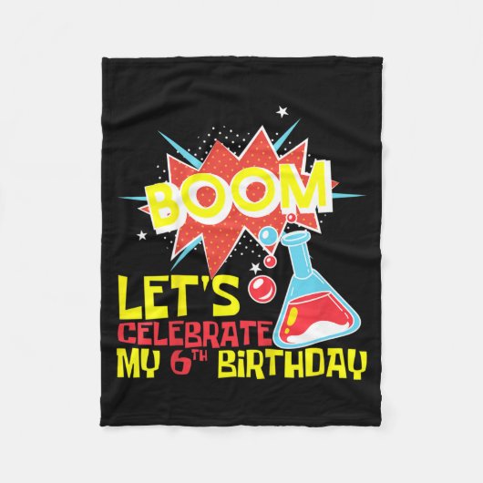 6歳の誕生日おめでとう 科学 フリースブランケット (正面)