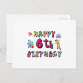 6歳の誕生日おめでとう　6歳の誕生日サプライズ ポストカード (正面/裏面)