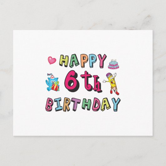 6歳の誕生日おめでとう　6歳の誕生日サプライズ ポストカード (正面)