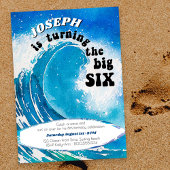 6歳の誕生日おめでとう Big Six Ocean Surfing Wave 招待状