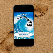 6歳の誕生日おめでとう Big Six Ocean Surfing Wave 招待状