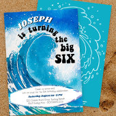 6歳の誕生日おめでとう Big Six Ocean Surfing Wave 招待状
