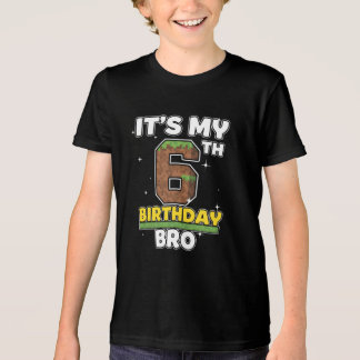 6歳の誕生日お兄さんビデオゲームピクセル トライブレンドTシャツ