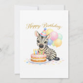 6歳の誕生日お祝いゼブラパーティーの招待状 招待状 (裏面)