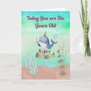 6歳の誕生日におすすめの大きな魚のデザイン サンキューカード