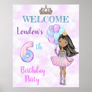 6歳の誕生日のお姫様 アフリカ系アメリカ人 ポスター