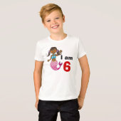 6歳の誕生日のマーメイドの女の子 Tシャツ (正面フル)