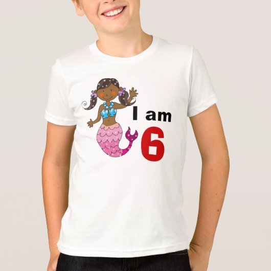 6歳の誕生日のマーメイドの女の子 Tシャツ (正面)