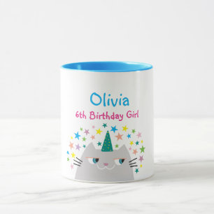 6歳の誕生日の女の子のお名前 マグカップ