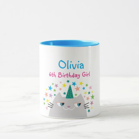 6歳の誕生日の女の子のお名前 マグカップ (中央)