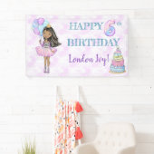 6歳の誕生日の女の子 アフリカ系アメリカ人 プリンセス 横断幕 (インサイチュ)