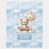 6歳の誕生日の男の子の毛布の水色テディ フリースブランケット (正面)