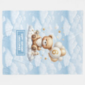 6歳の誕生日の男の子の毛布の水色テディ フリースブランケット (正面(横))