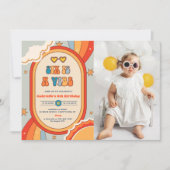 6歳の誕生日はビビっとくるレトロな虹色のバイブ 6歳の誕生日 招待状 (正面)