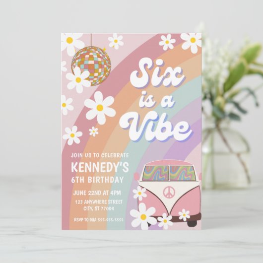 6歳の誕生日を招待するグルービーガールのヴィベ6歳 招待状 (スタンド正面)