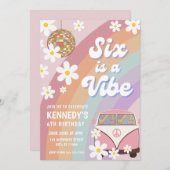 6歳の誕生日を招待するグルービーガールのヴィベ6歳 招待状 (正面/裏面)