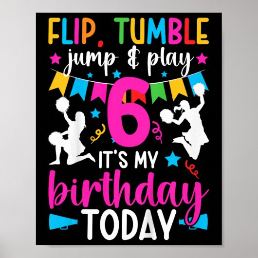 6歳の誕生日を迎えるチアリーディングの女の子 ポスター (正面)