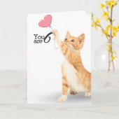 6歳の誕生日を迎える猫 カード (黄色い花)