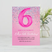 6歳の誕生日ガール招待状 招待状 (スタンド正面)