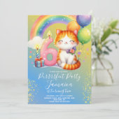 6歳の誕生日キットン虹色パーティー 招待状 (スタンド正面)