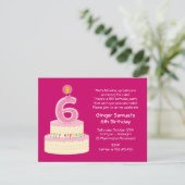 6歳の誕生日ケーキシンプル招待状 招待状 (スタンド正面)