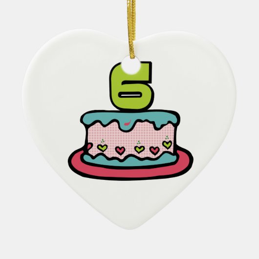 6歳の誕生日ケーキ セラミックオーナメント (正面)