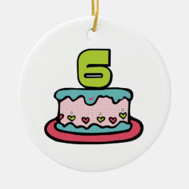 6歳の誕生日ケーキ セラミックオーナメント